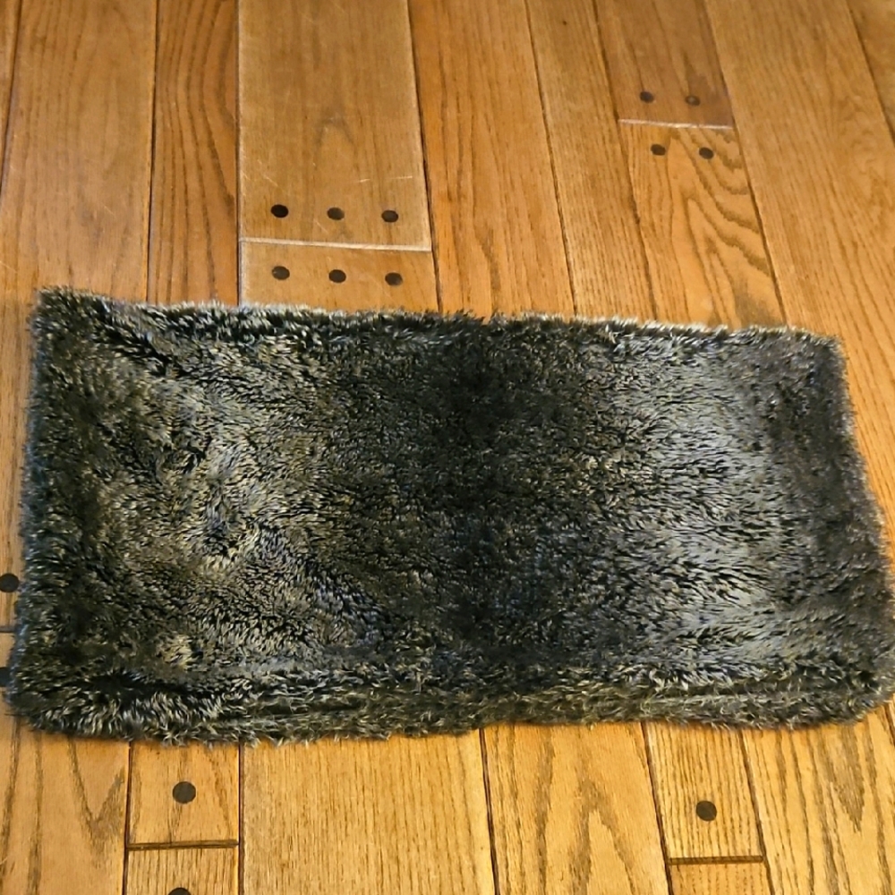 Restoration Hardware Gray/Black Faux Fur Pillow Cover